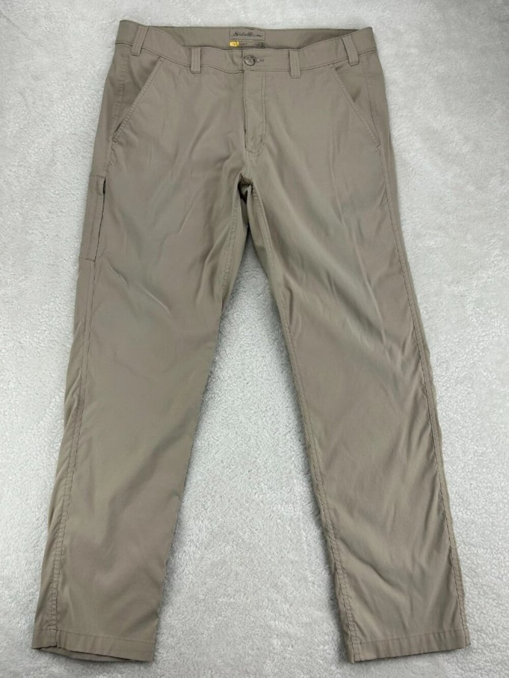 Eddie Bauer Travex Chino Pants Mens 36x32 Beige Stretch Straight Hiking Outdoor